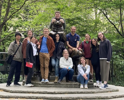 Members of the IDEAS class of 2024 posing in Central Park in NYC.